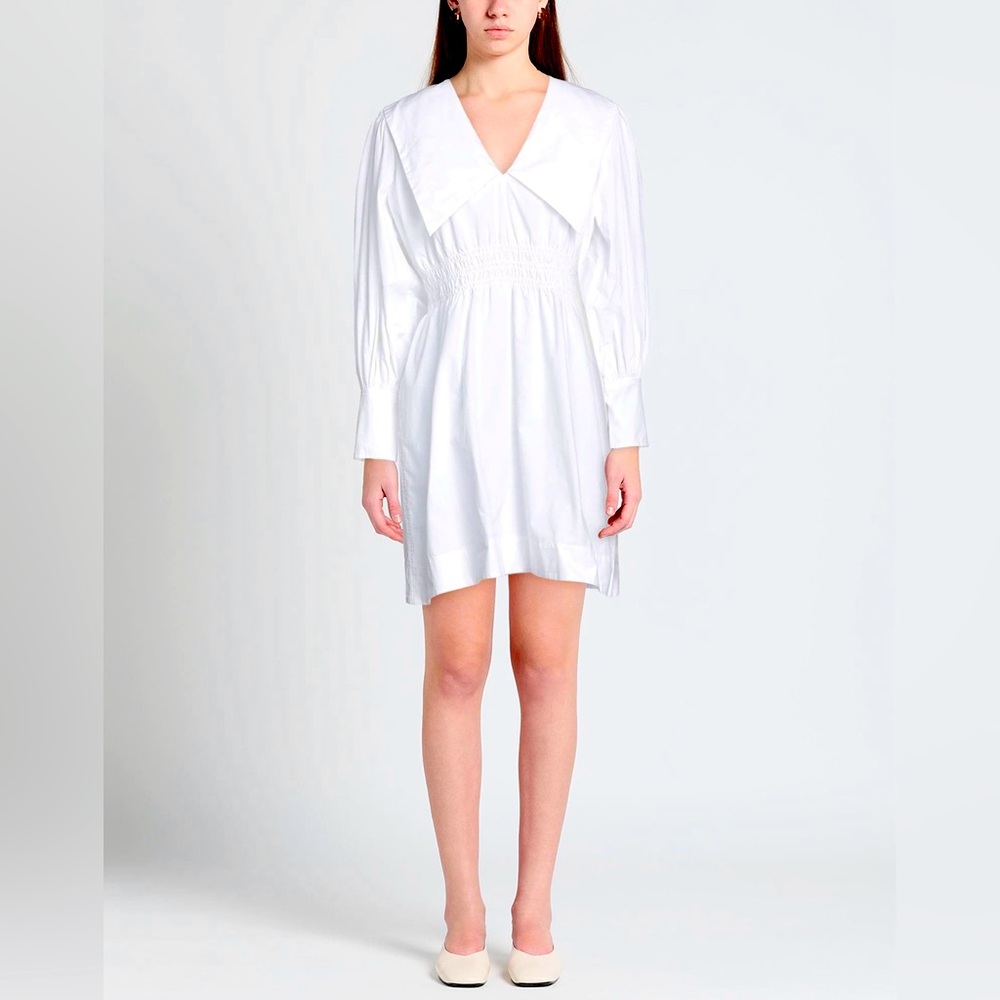 NEW GANNI White Dress - Poplin Collar